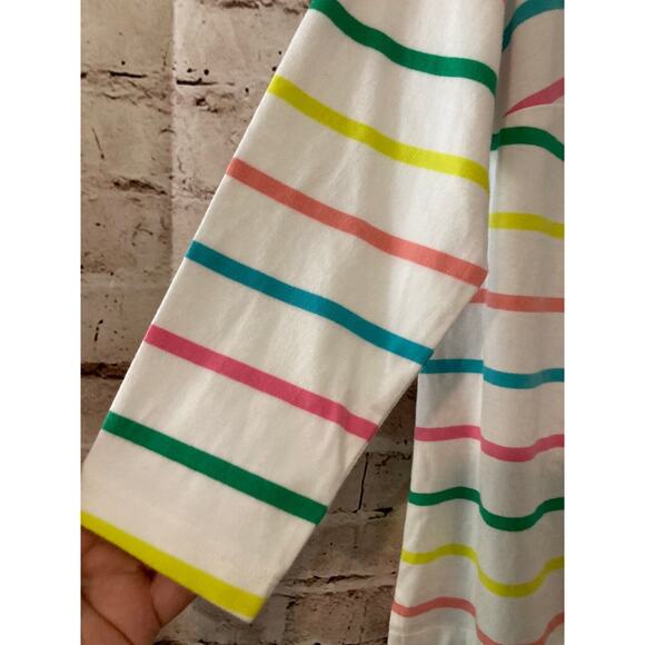 Crown & Ivy Shirt Women's Petite Medium Multicolor Rainbow Striped Ruffle V Neck - Picture 3 of 13